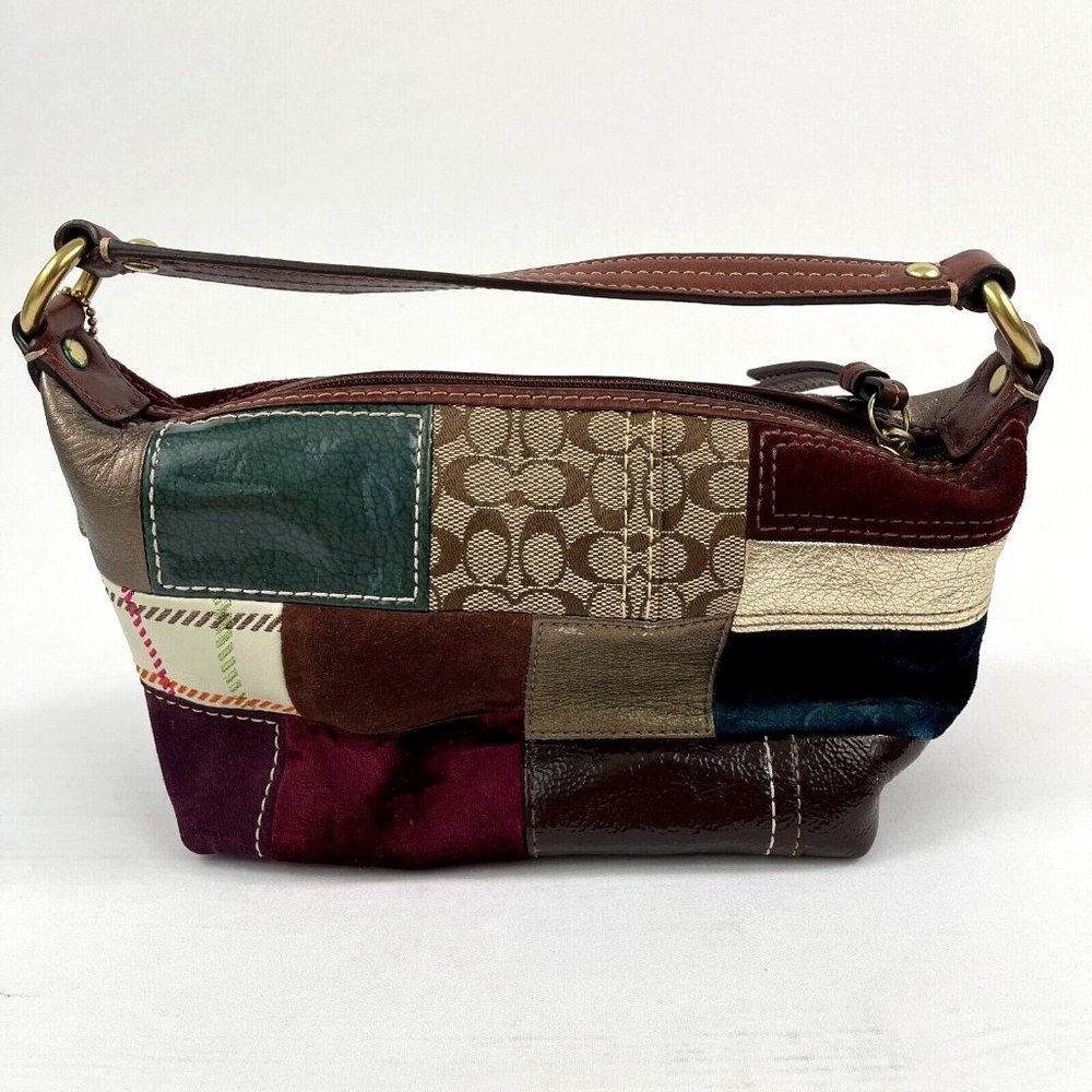 Coach Signature Logo Patchwork Mini Hand Bag Gold Hardware & Bag Tag G0773-40928